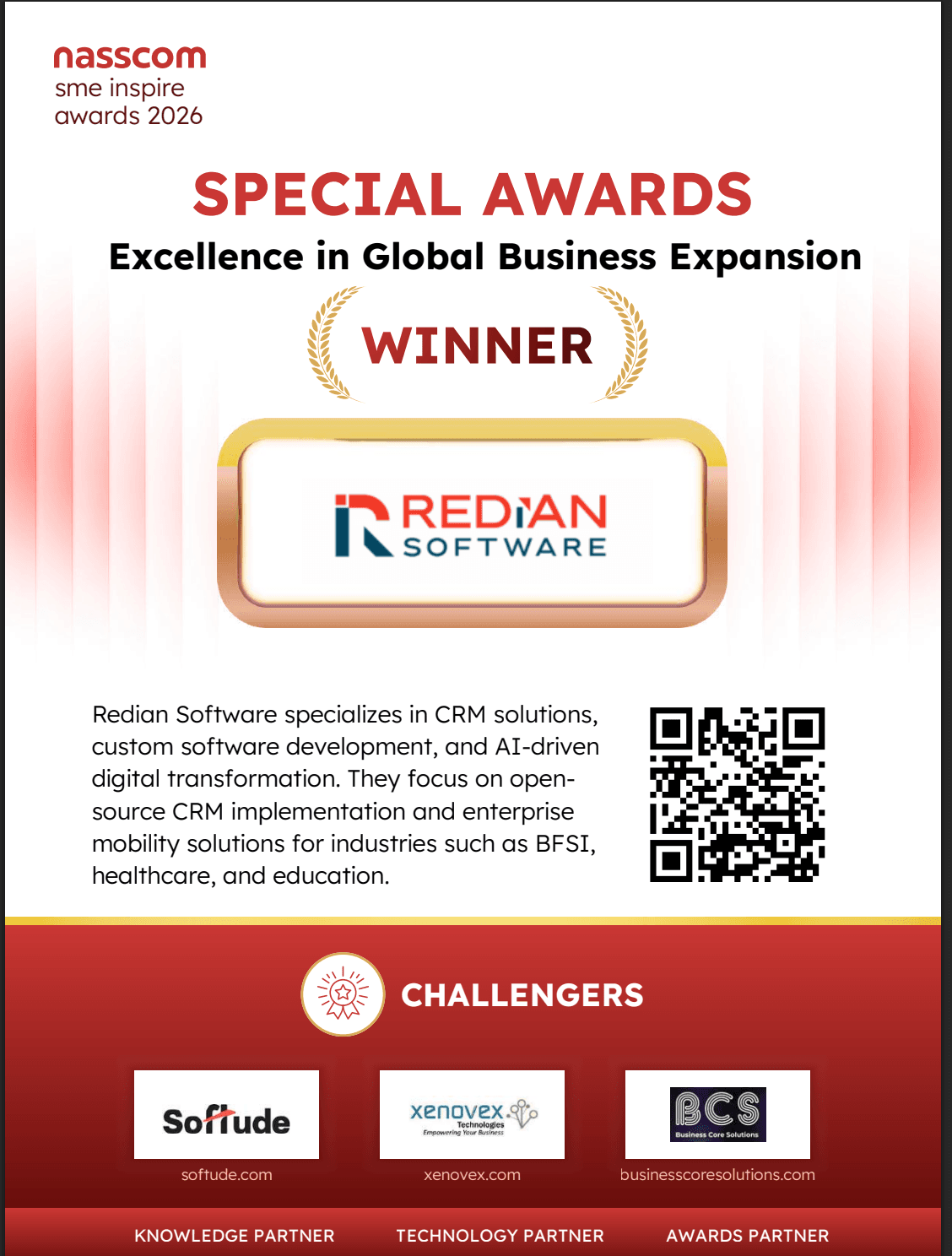 NASSCOM SME Inspire Award — Excellence in Global Business Expansion