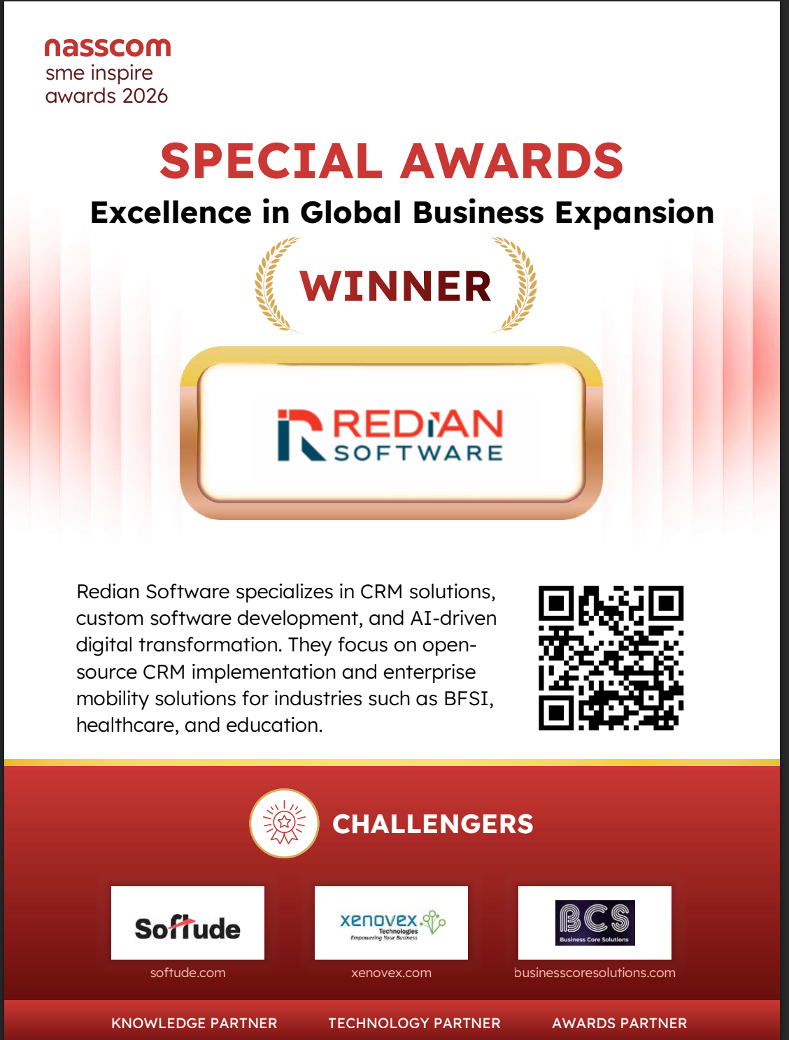 Redian Software Wins NASSCOM SME Inspire Award 2026 for Excellence in Global Business Expansion
