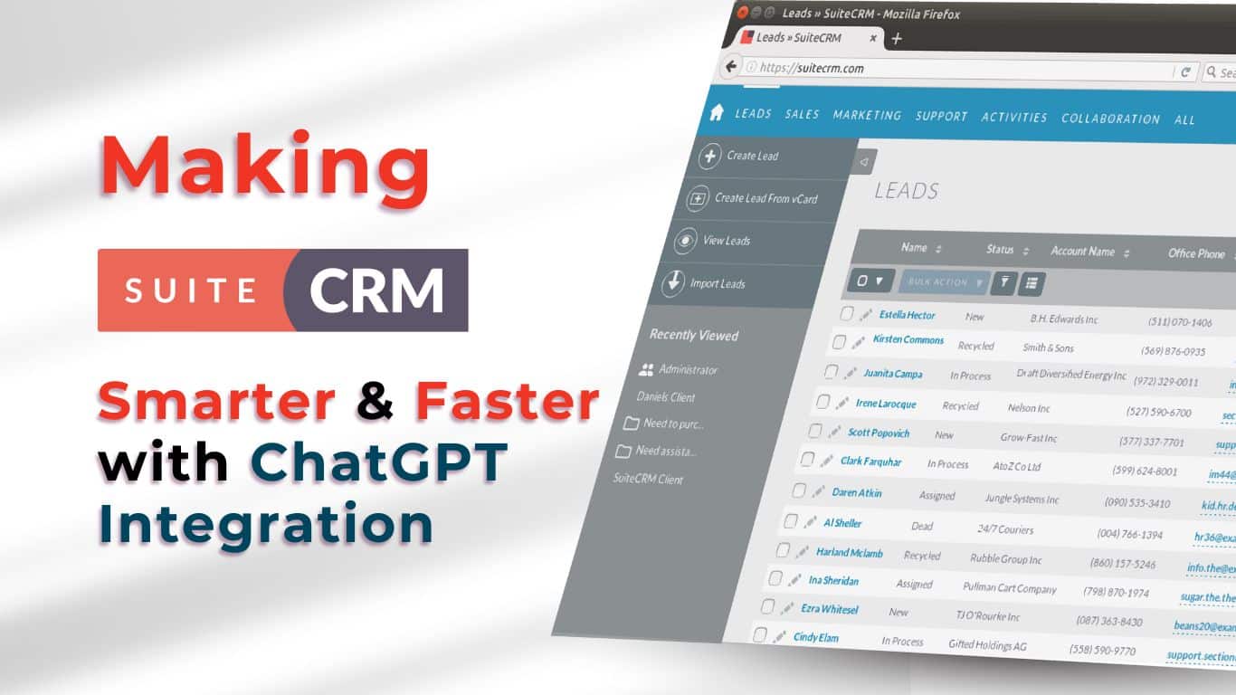 Now enjoy the power of ChatGPT in SuiteCRM with help of ChatGPT Plugin for SuiteCRM by Redian Software