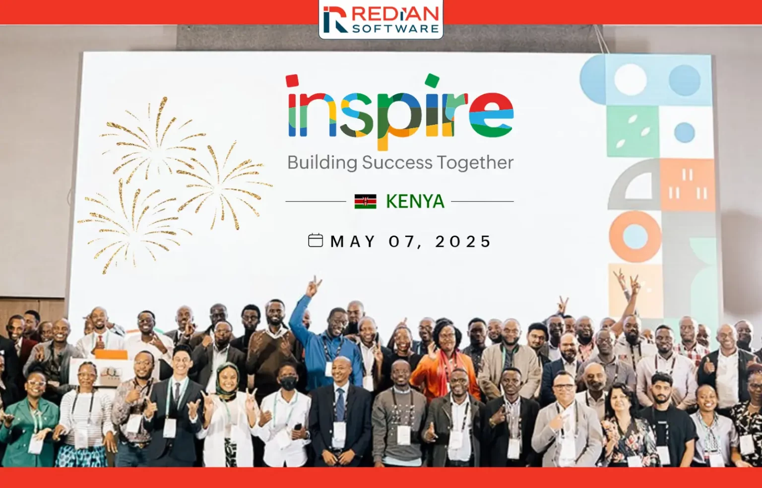 Redian Software team presenting at Zoho Inspire Kenya 2025 event with Zoho Apptics and ProjectsPlus demos