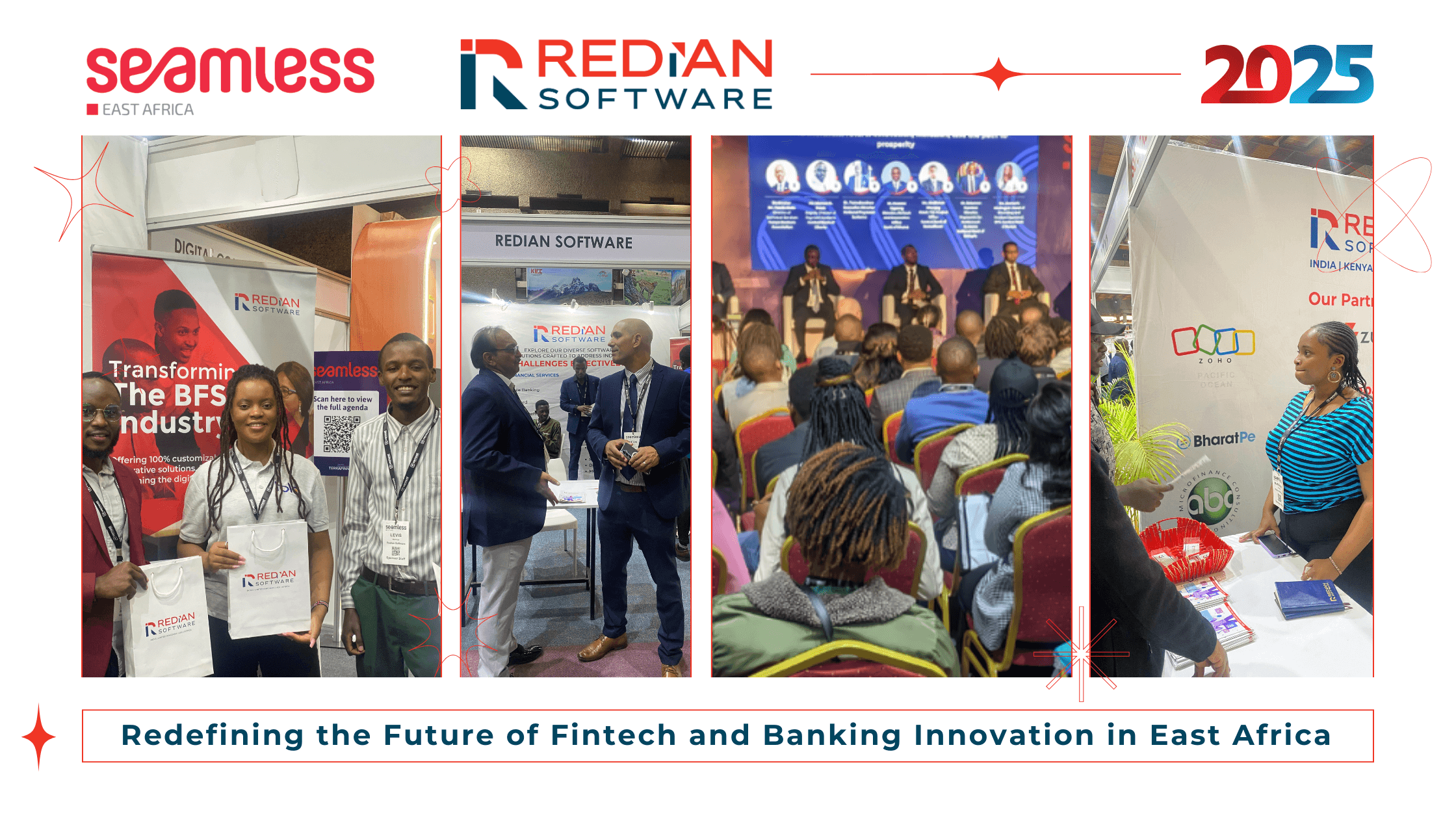 Redian Software team presenting seamless banking fintech solutions at Seamless East Africa 2025 conference in Nairobi.