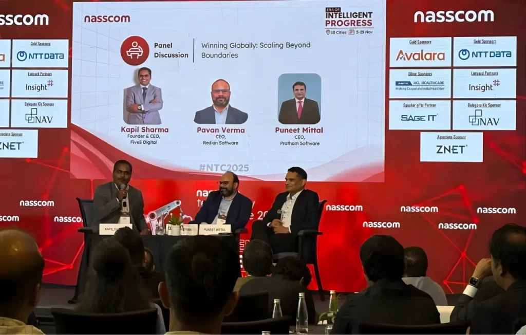 Pavan Verma CEO Redian Software speaking at NASSCOM National Technology Confluence 2025 Jaipur panel on scaling tech SMEs globally